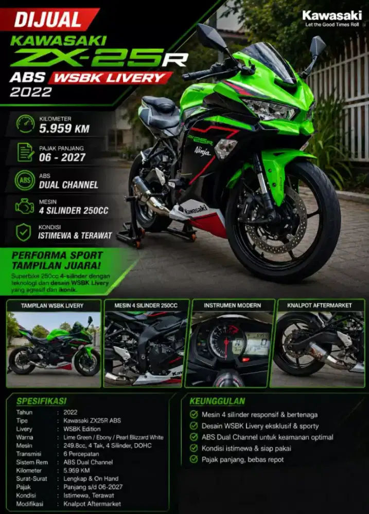 4 Silinder Low Km !! Kawasaki Ninja ZX25R ABS WSBK LIVERY Tahun 2022