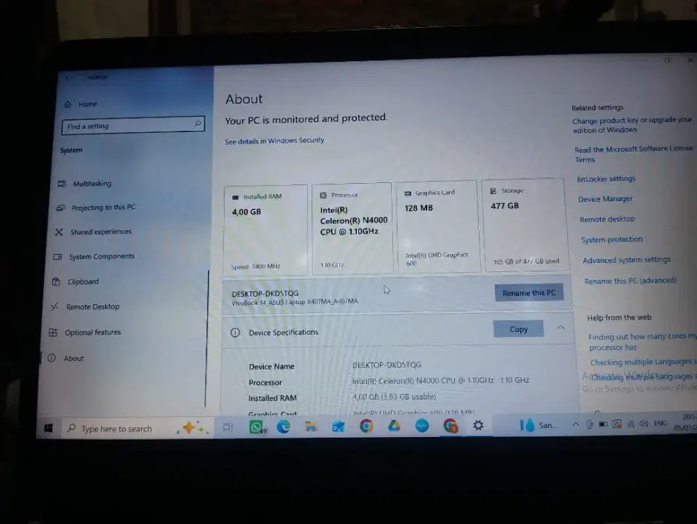 Asus A407M sudah upgrade ssd 512 gb - dijual cepat (Nego)