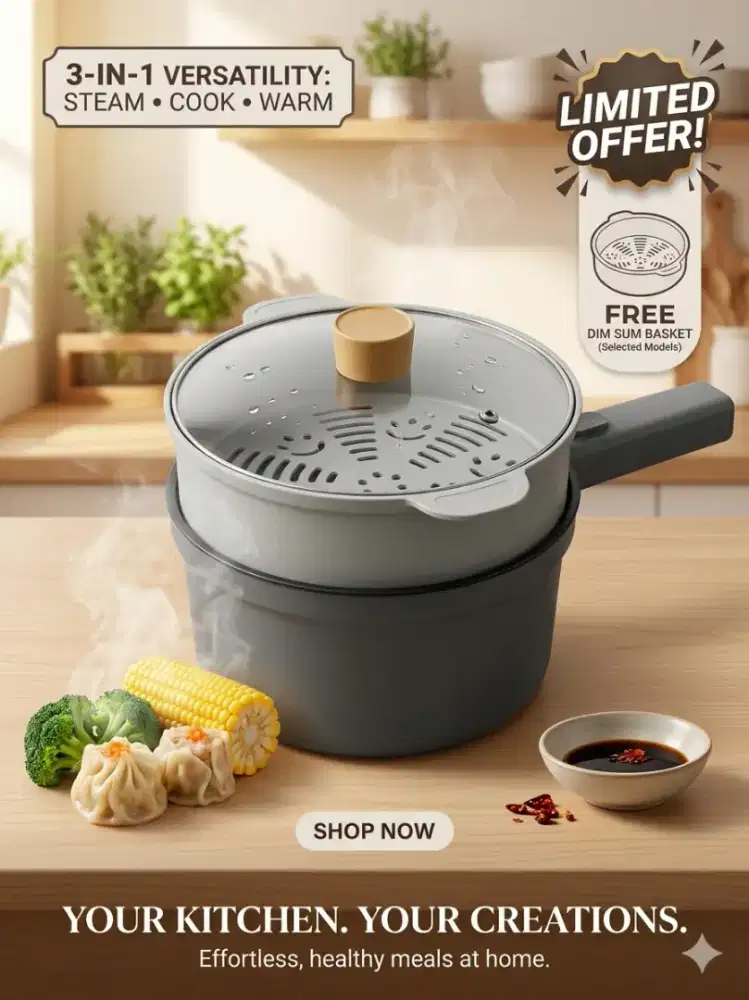 Panci Elektrik Multifungsi 3 in 1