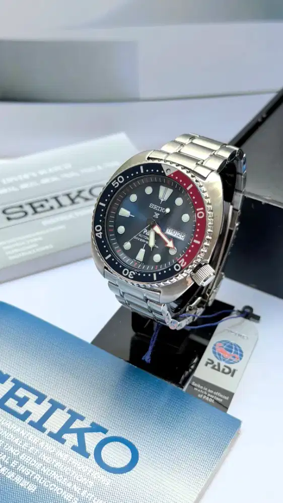 Seiko Prospex PADI Turtle Automatic Divers Pepsi Blue Tipe SRPE99K1