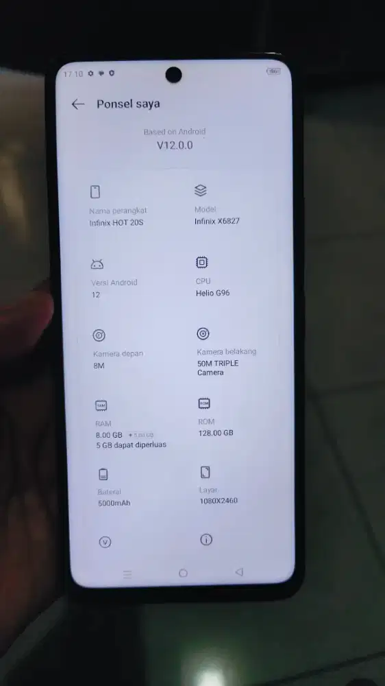 Infinix hot 20s , ram 8/128