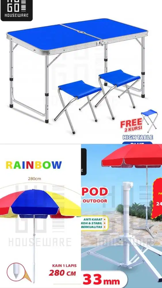 PAYUNG JUALAN + TRIPOD+ MEJA LIPAT