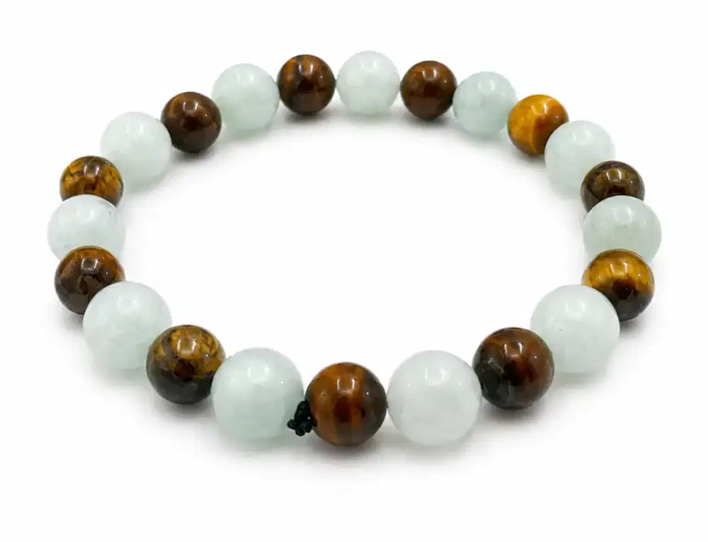 Gelang batu natural giok aceh mix Tiger Eye
