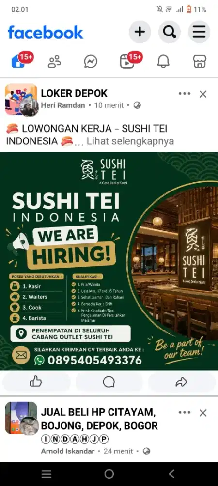 Loker Sushi Tei Indonesia