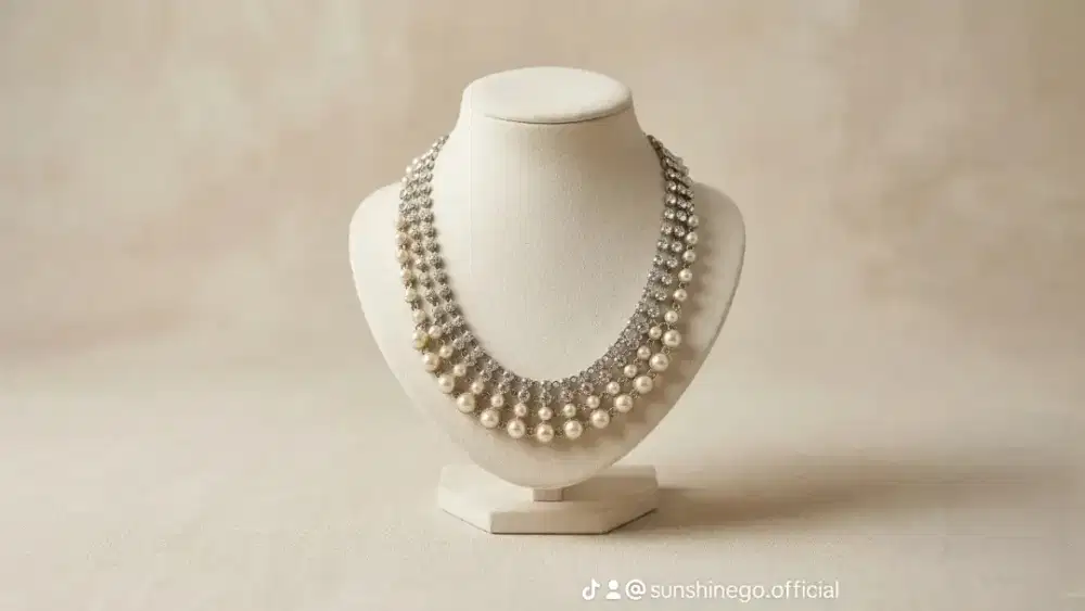 Kalung Art Fashion Mutiara dan Kristal