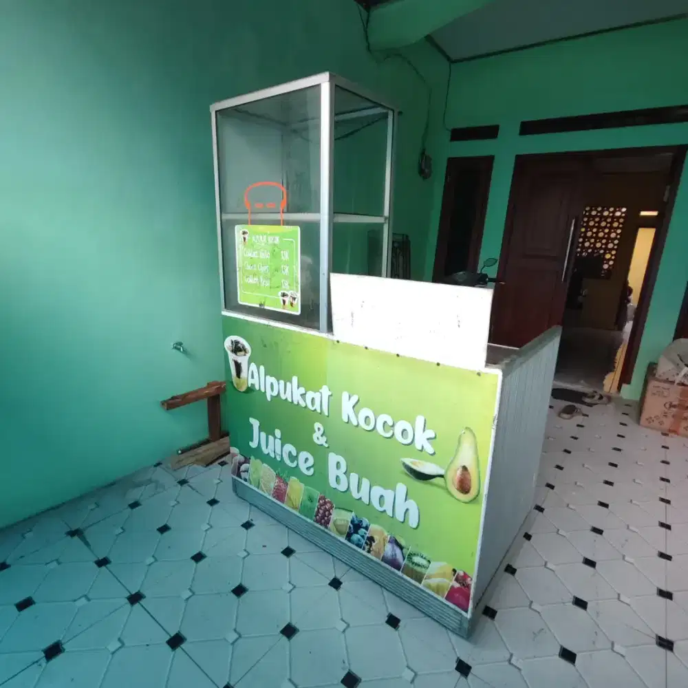 Gerobak alumunium+etalase kaca
