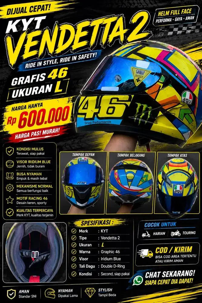 HELM KYT Vendetta 2 BEKAS