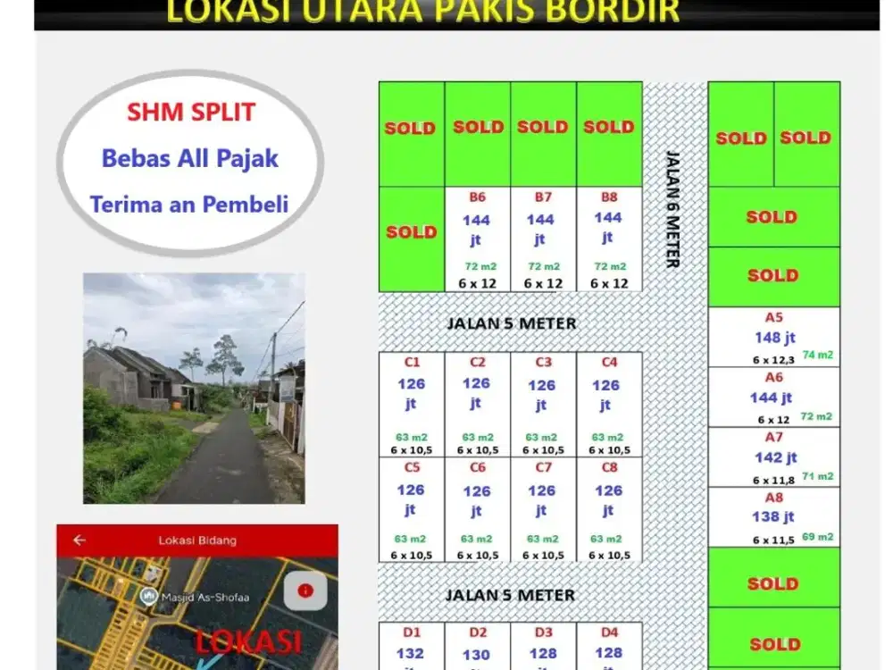 Tanah murah Pakisjajar Pakis Malang SHM Split dekat istana Bordir