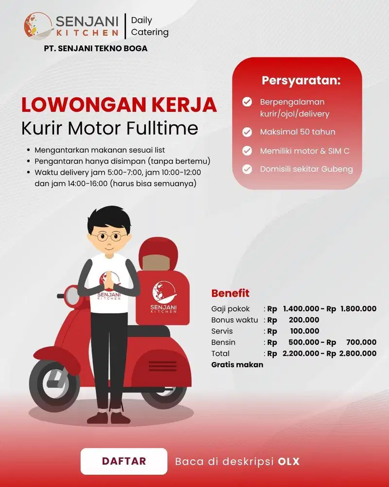 LOKER KURIR MOTOR CATERING SURABAYA