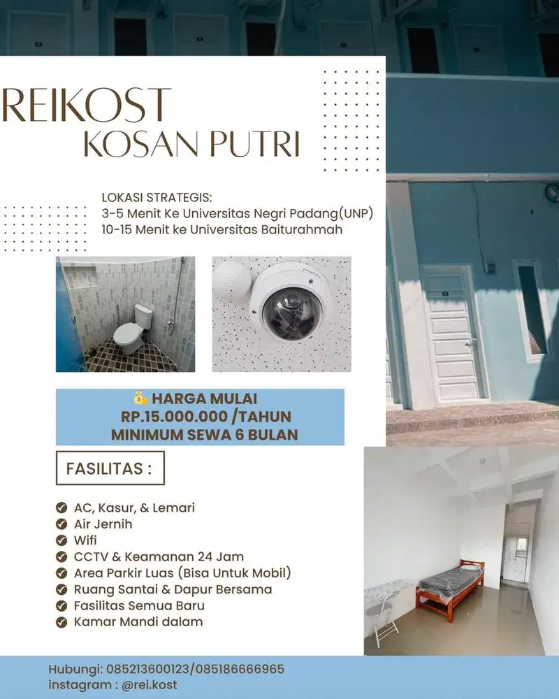 REIKOST disewakan kost putri dekat unp dan baiturrahmah