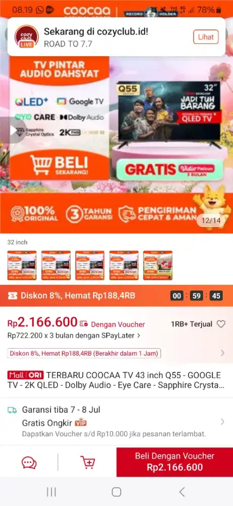 GOOGLE TV COOCAA 32