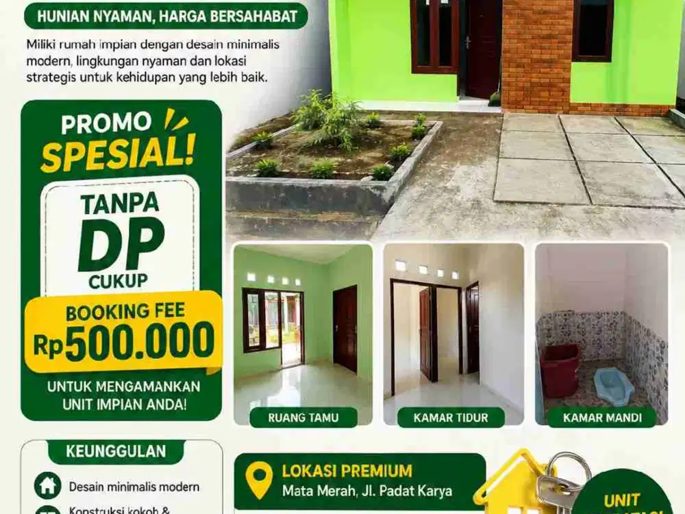rumah promo Tanpd Dp cukup booking 500rb
