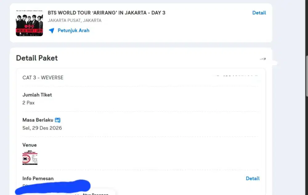 Tiket konser BTS day 3 cat 3