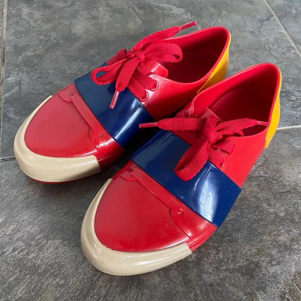 Sepatu Sneakers Melissa Crew Low Red Yelow Navy Jelly Rubber Size 37