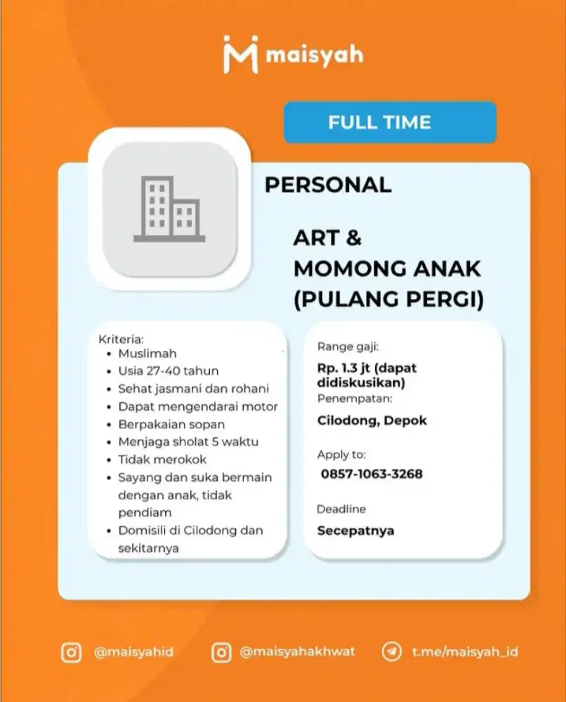 ART dan pengasuh (pulang pergi)