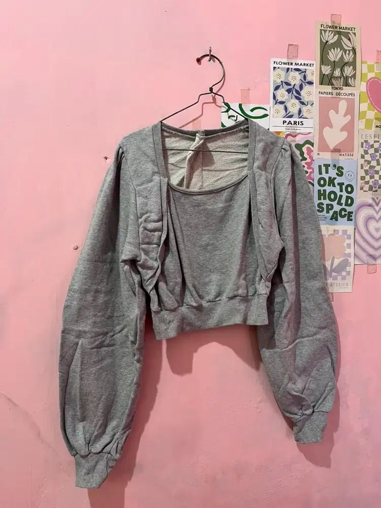 crop top lengan balon