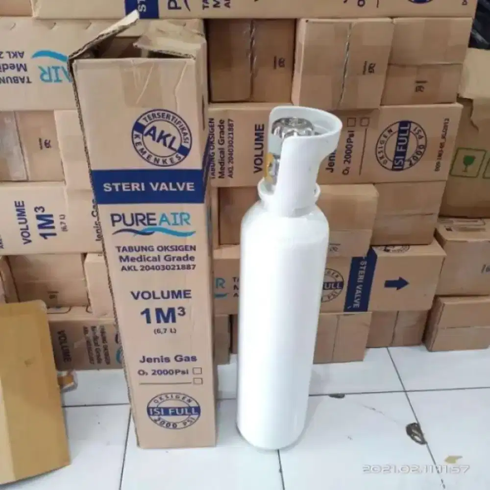 Paket Oksigen Pure Air 1M³ Isi Penuh – 3 Tabung + Regulator + Troli