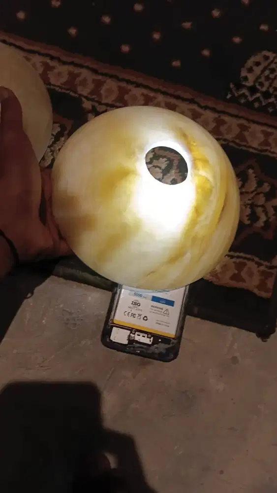 Kap Lampu Batu Onyx Asli 20 cm – Natural Translucent – Handmade Premiu