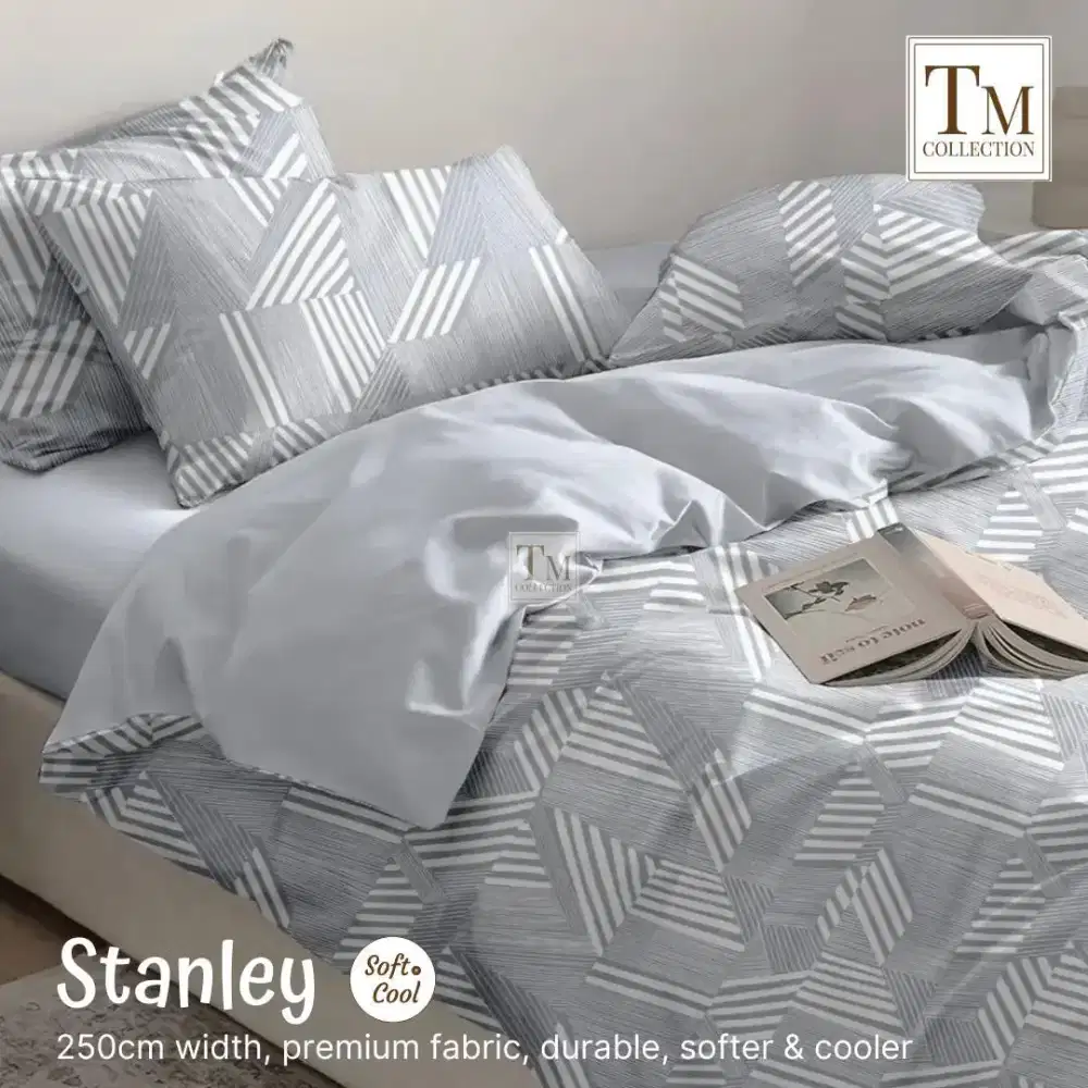Set sprei katun premium motif minimalis grey