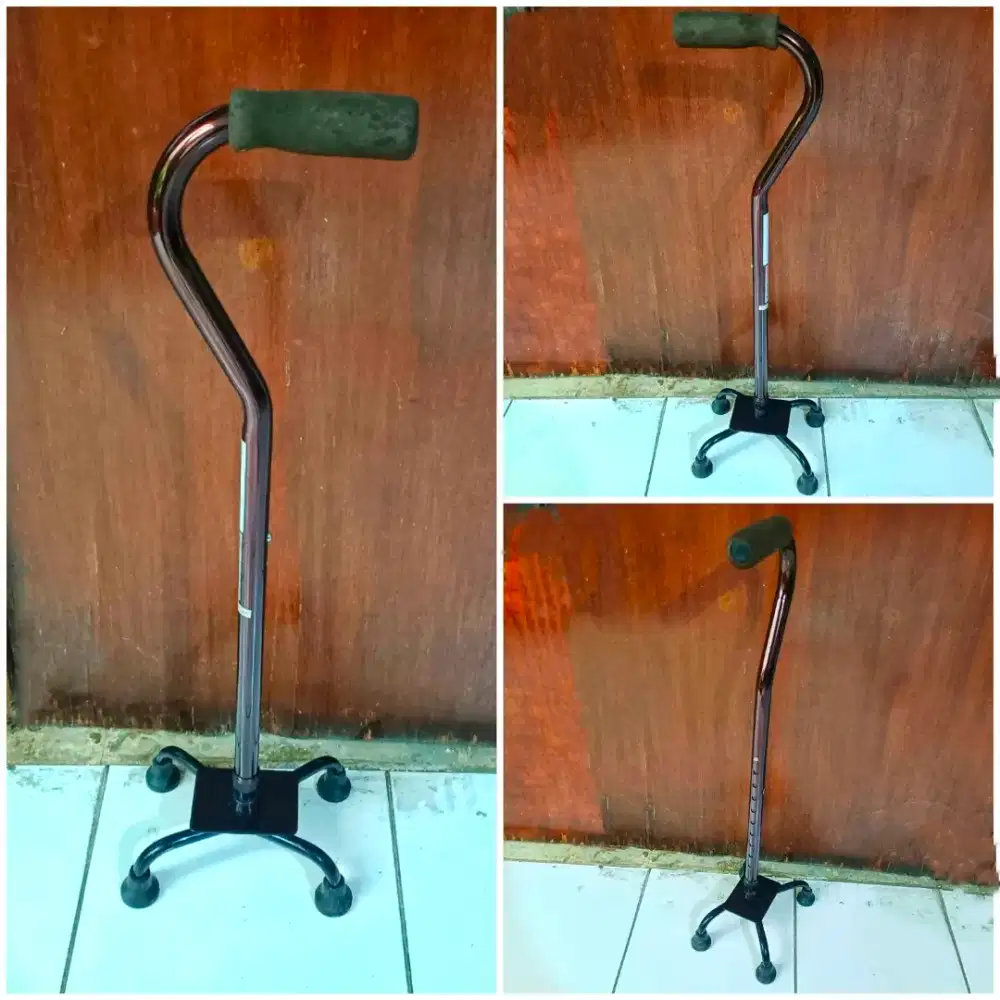 Tongkat Jalan 4 Kaki, Mulus, Aluminium
Coklat Metalik, Ringan Kuat