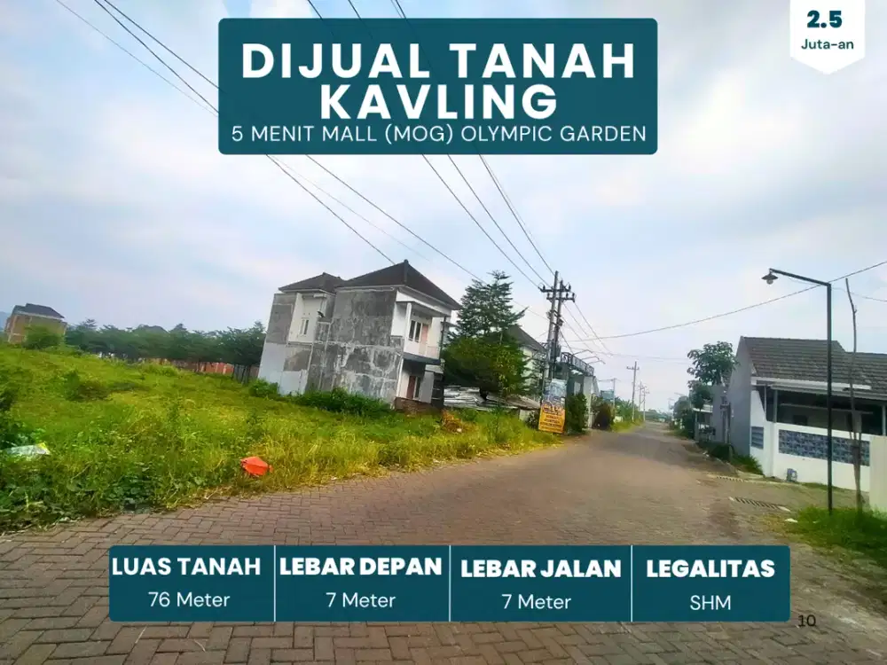 Untuk Dibangun Rumah 5 Menit Cyber Mall Dieng Malang Tanah Malang SHM