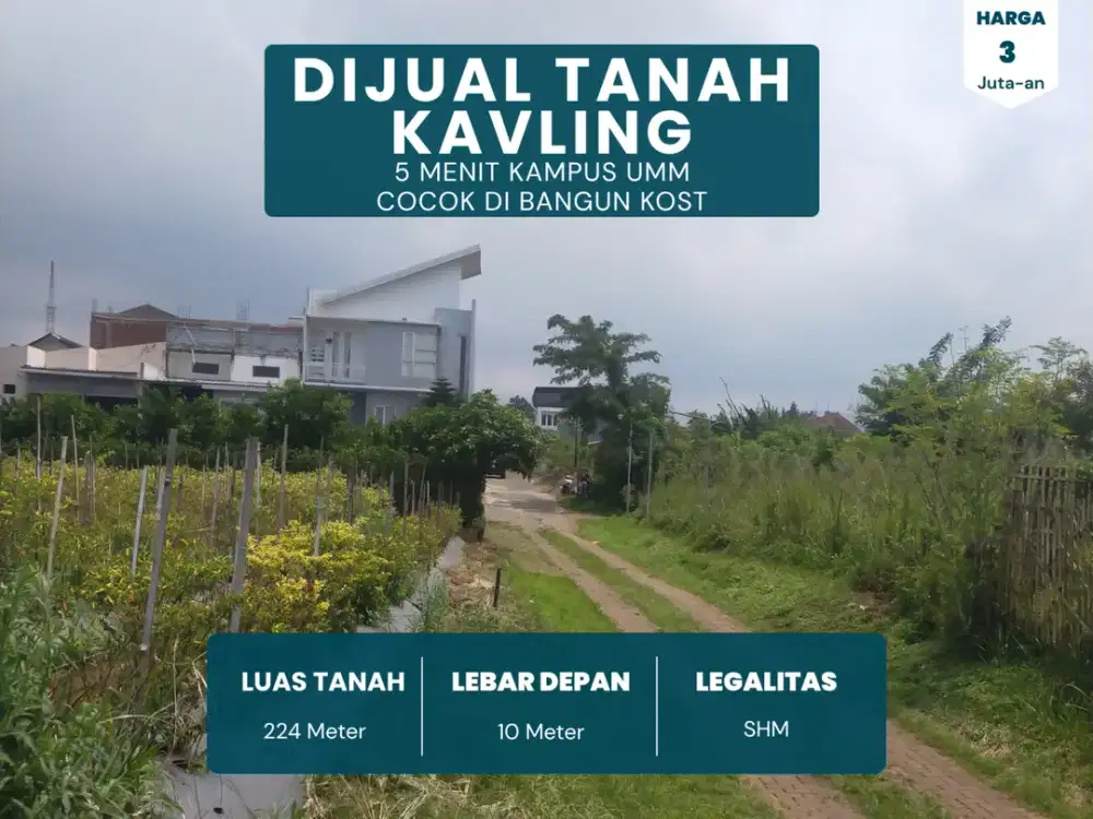 SHM Split Akses 2 Mobil 5 Menit Kampus ITN Malang Cocok Dibangun Kost