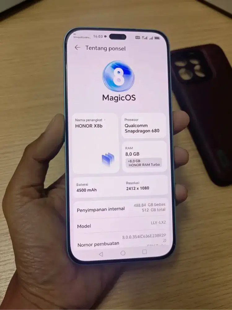 Honor X8B (8/512) imei/jaringan Beacukai