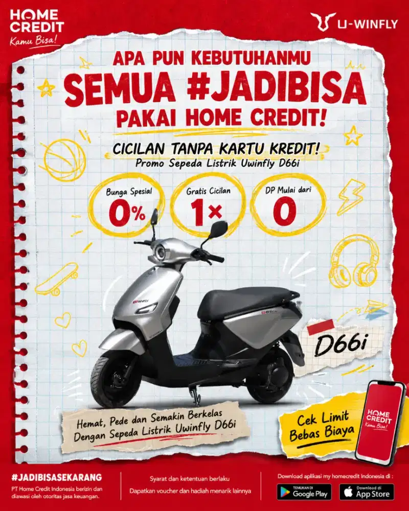 PROMO KREDIT SEPEDA LISTRIK UWINFLY D66i  TERMURAH SEKOTA PALEMBANG
