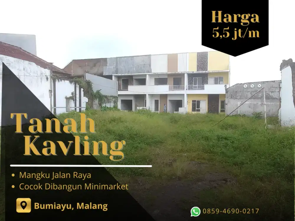 Tanah Malang 5 Menit Kantor Terpadu Malang SHM Split Pinggir Jalan Raya