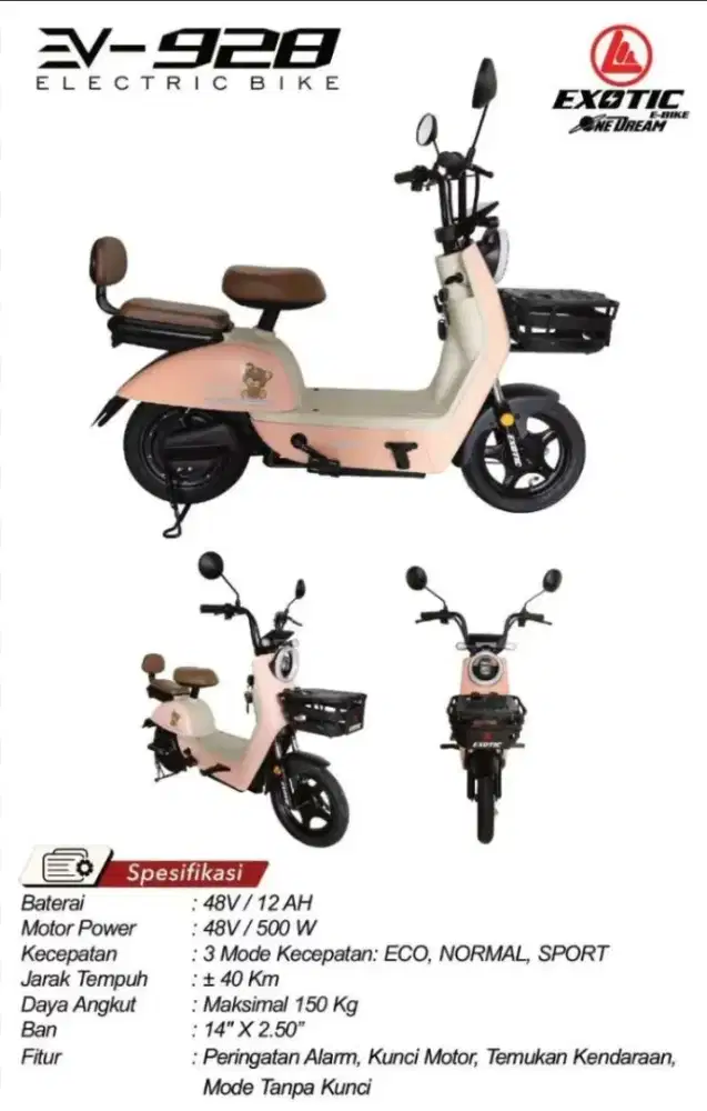 SEPEDA LISTRIK EXOTIC EV 928 (CASH & CREDIT)