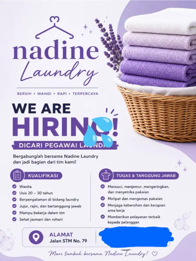 Dibutuhkan pegawai laundry