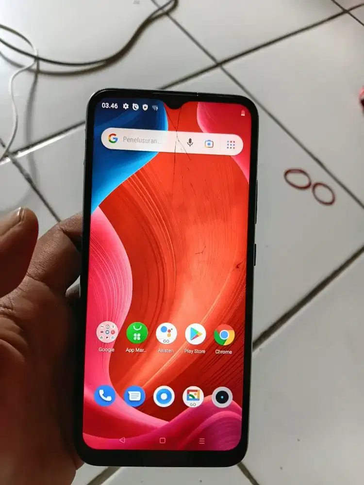 Realme c11 batangan retak dan layar kotor