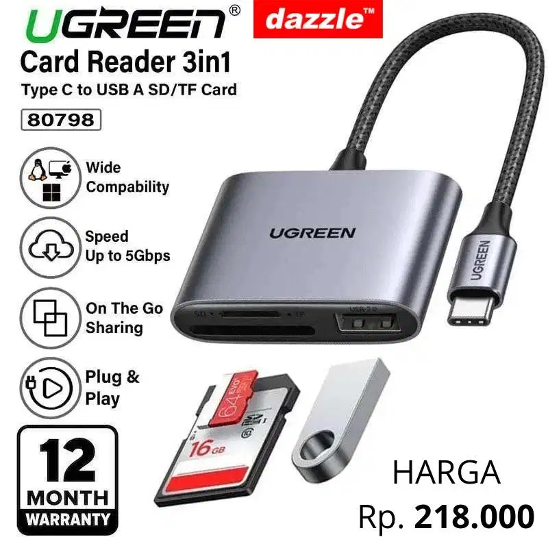 Card Reader Ugreen C to SD/TF + USB 2.0/80798
