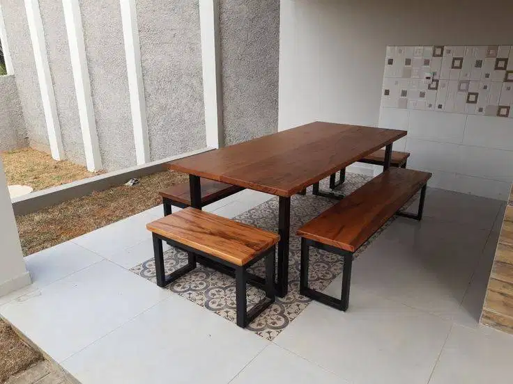 Meja Kursi Kayu Estetik Cocok untuk Cafe, Tempat Nongkrong dan Rumah