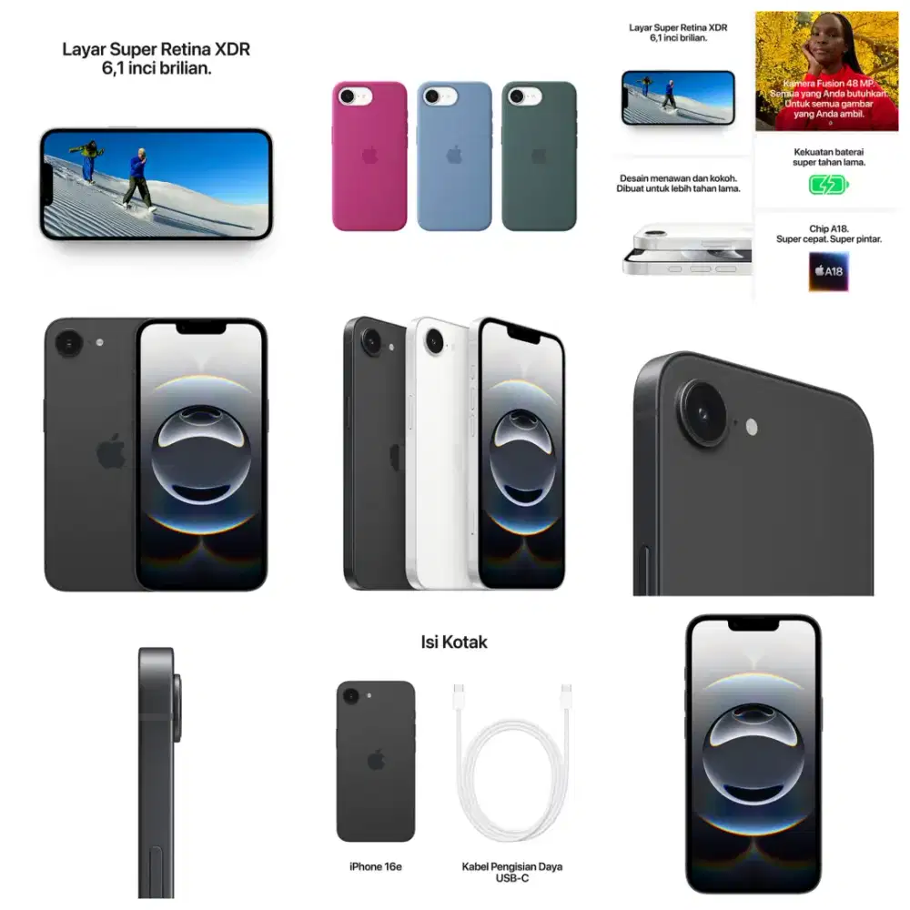 Promo iPhone 16e 128GB (Garansi Resmi) FREE ADAPTER