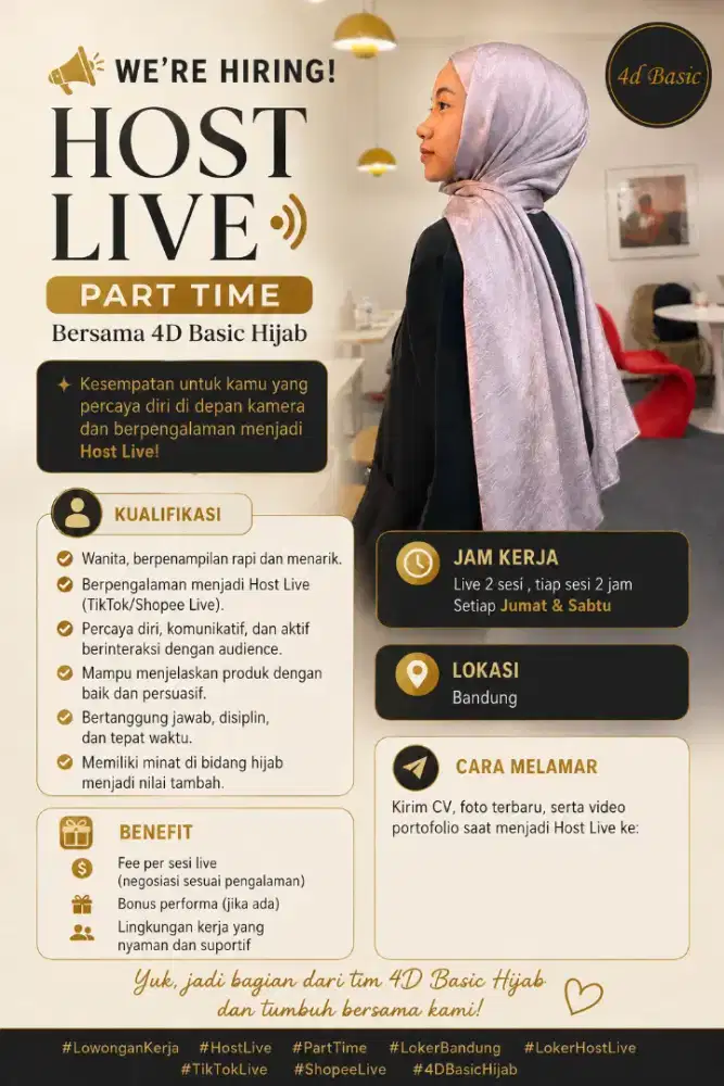 LOWONGAN KERJA FREELANCE HOST HIJAB JUMAT SABTU