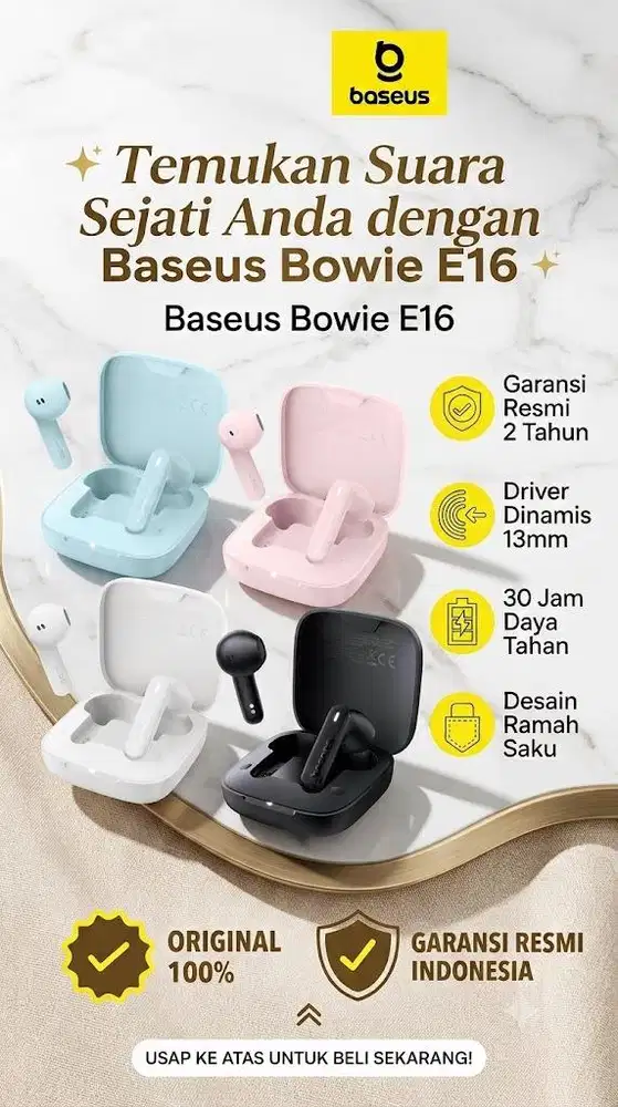 tws baseus e16 bergaransi