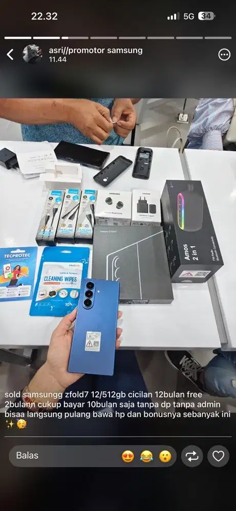samsung Zfold 7 ram 512gb gratis speaker, tws, jam tangan dll