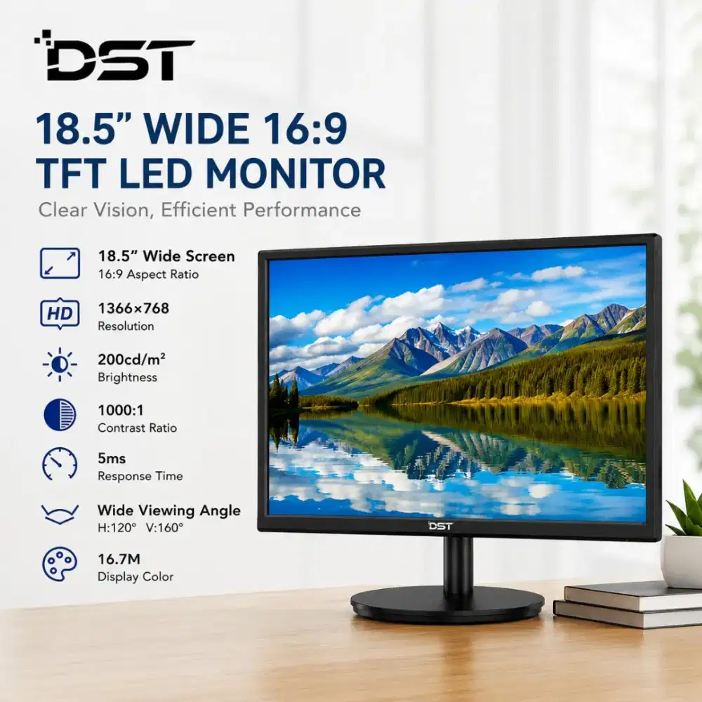 Monitor LED DST 19 inchi 
Port VGA & HDMI Garansi 1 Tahun
