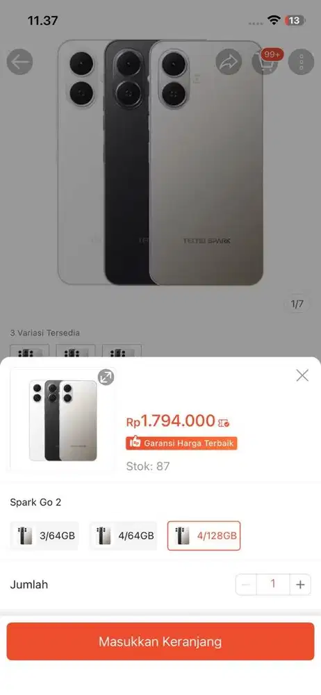 Tecno Spark Go 2 4/128 New Segel Resmi ( Murah Bawah Bandrol Pasar )
