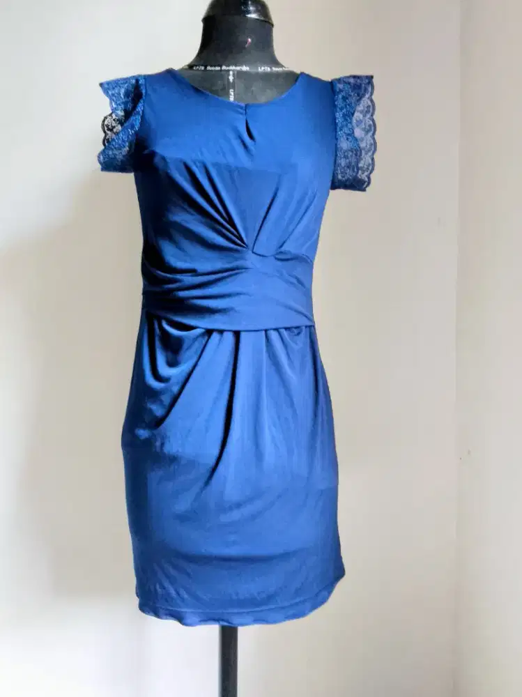 Dress twist biru Dongker ld 76-90 PJ 74