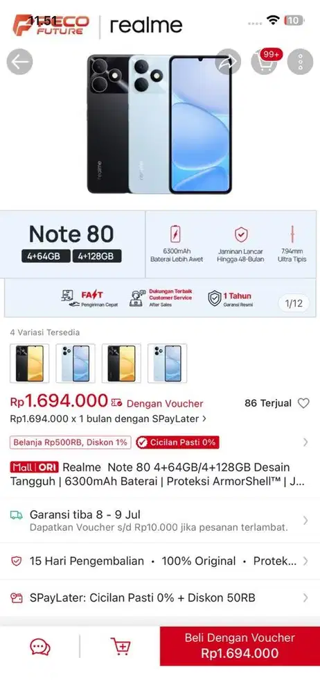 Realme 80 4/64 New Segel Resmi ( Murah Bawah Bandrol Pasar )