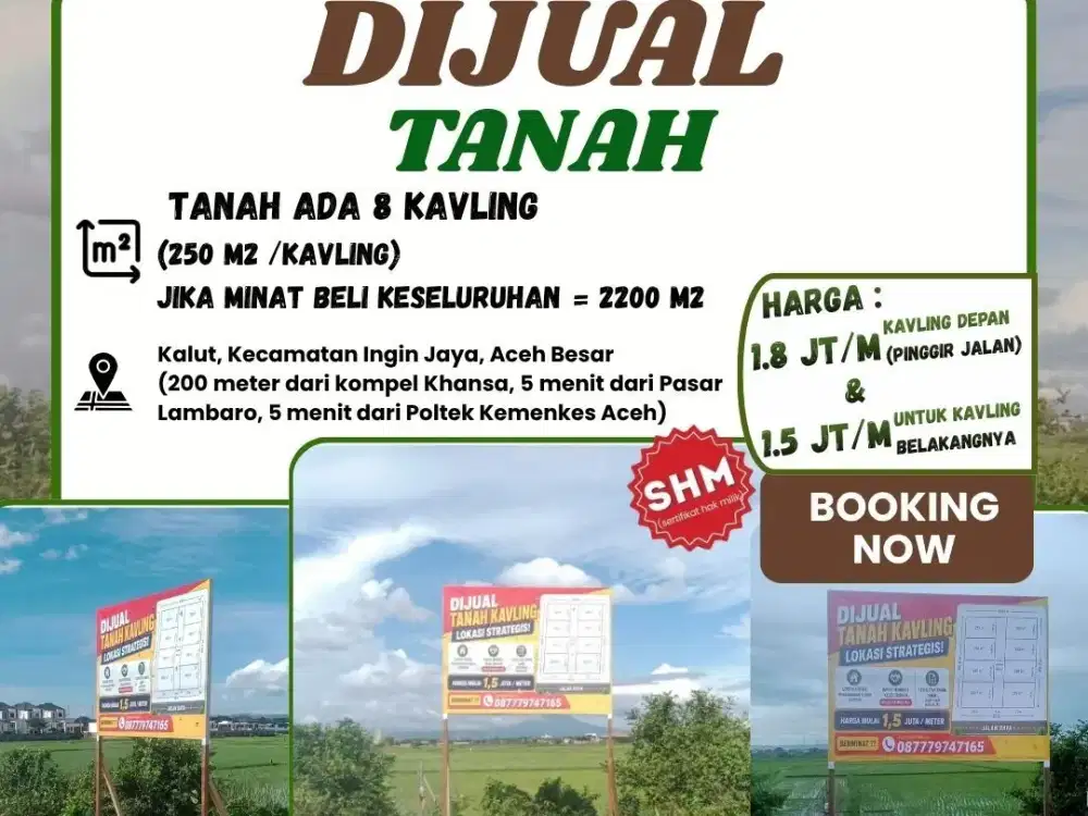 Dijual Tanah Kavling SHM di Kalut Ingin Jaya Aceh Besar, Mulai Rp1,5 Juta/m²