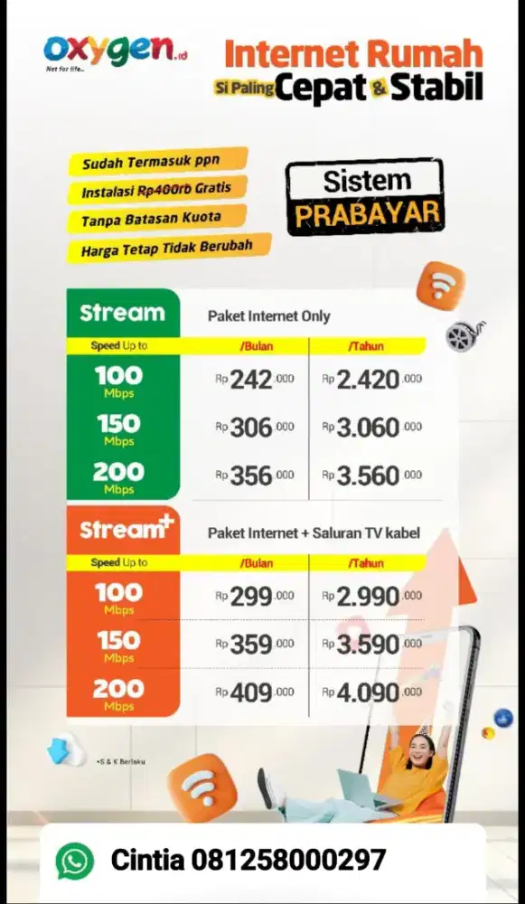 Pasang wifi Internet Unlimited Oxygen