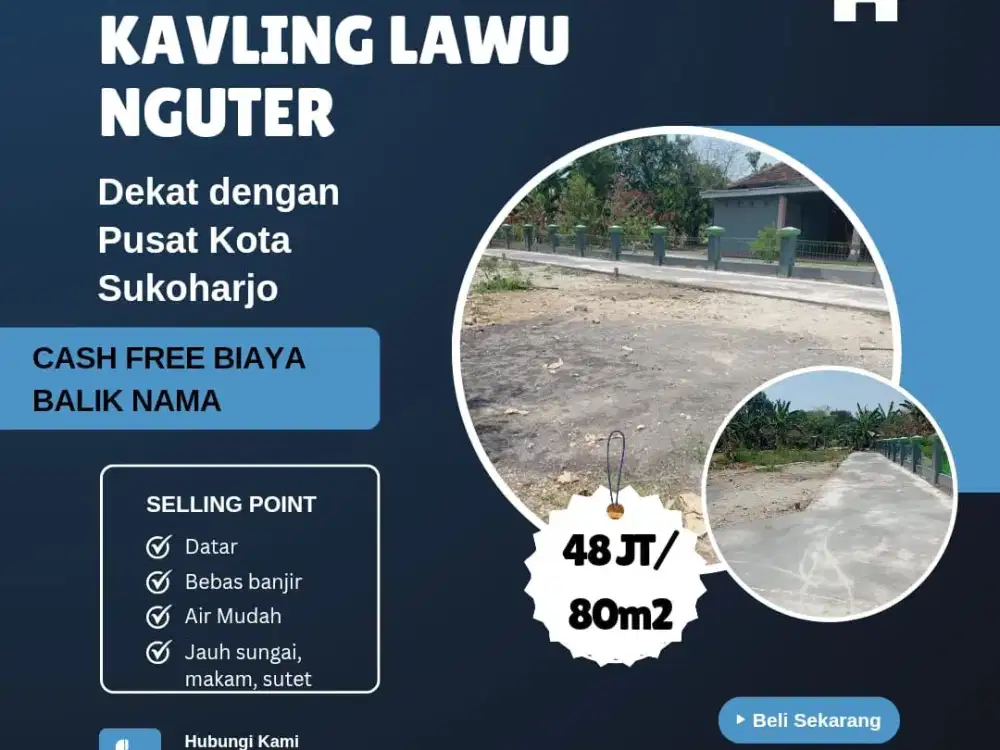 JUAL TANAH PEKARANGAN MURAH DI LAWU NGUTER SUKOHARJO