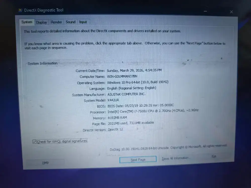 LAPTOP VIVOBOOK X442UR