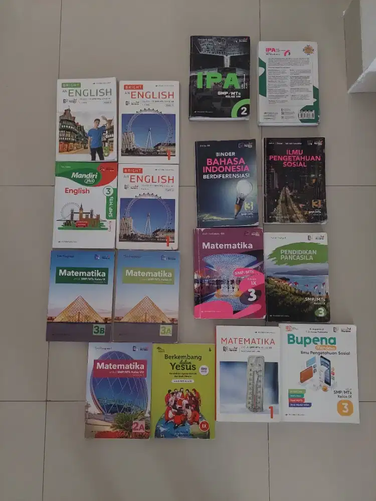 buku Pelajaran sekolah SMP/MTS Kls VII,VIII&IX.