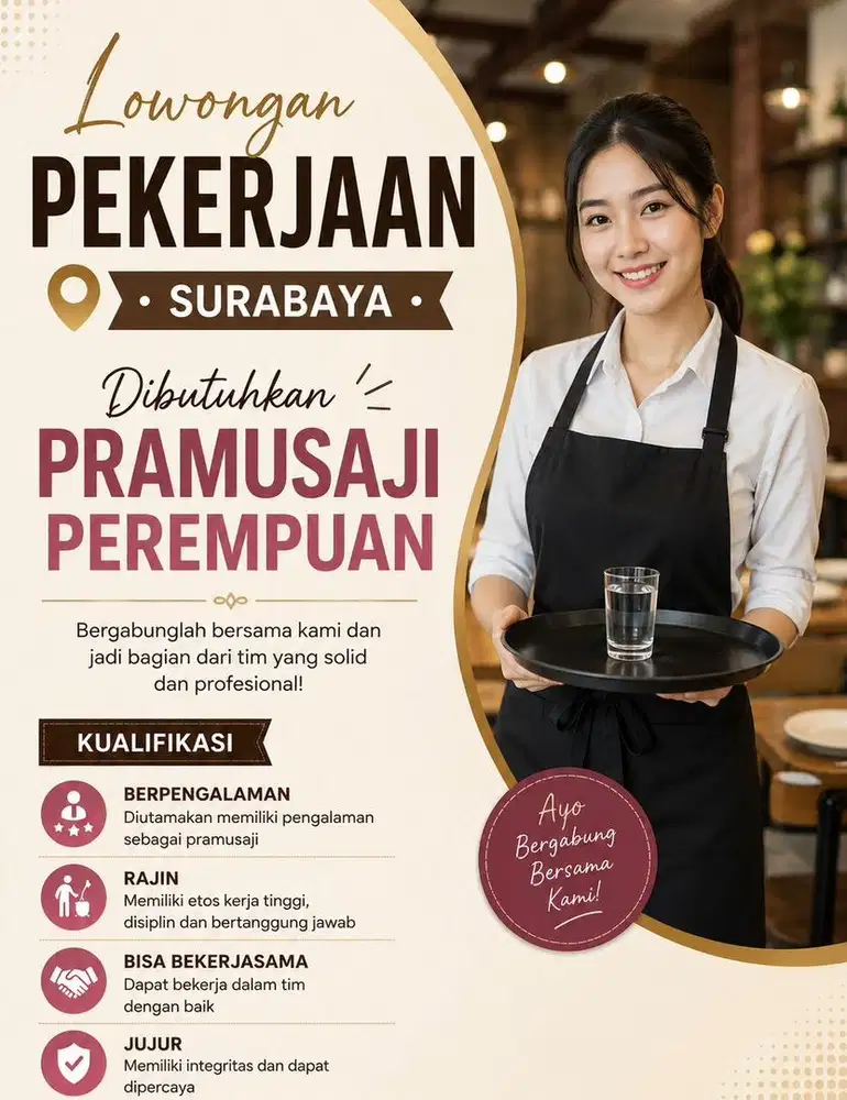 Di cari pramusaji perempuan