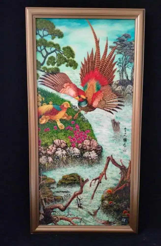 Lukisan kanvas burung Hong & Merak