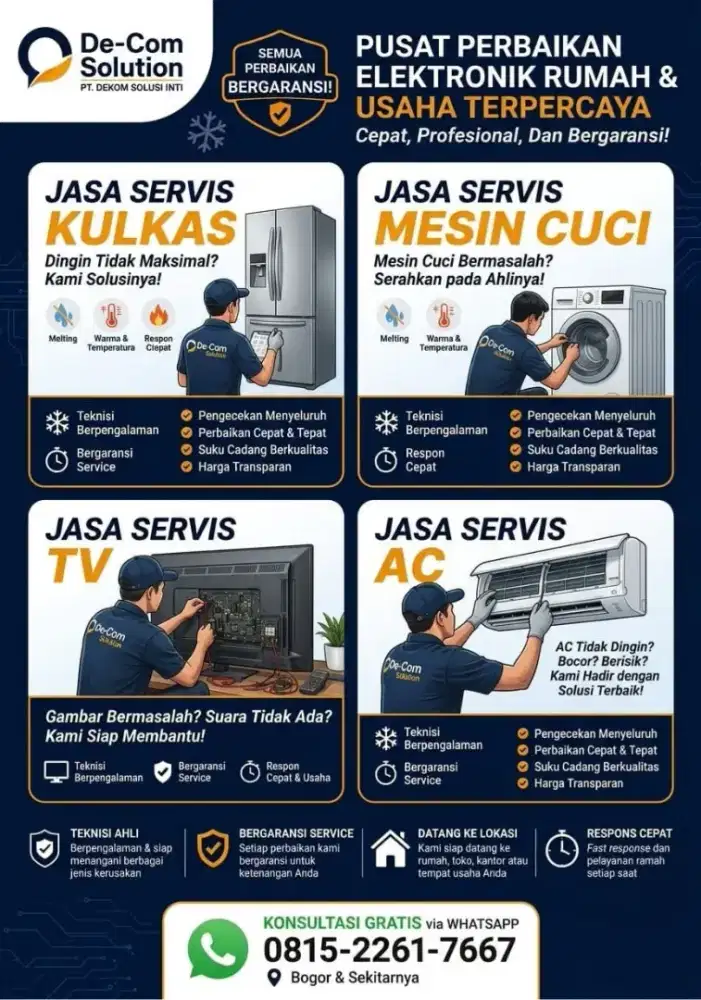 Service Kulkas | Freezer | Showcase | Mesin Cuci | AC - Bergaransi
